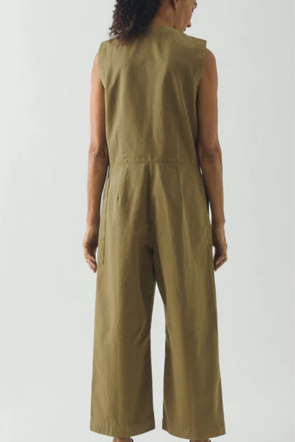 TOAST Sleeveless Cotton Twill Jumpsuit - Olive Leaf