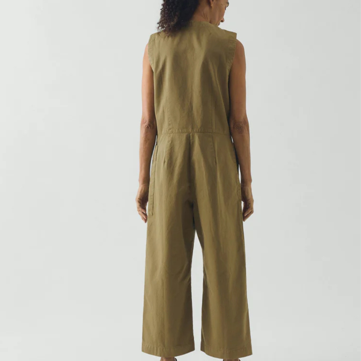 TOAST Sleeveless Cotton Twill Jumpsuit - Olive Leaf - Image 2 of 4