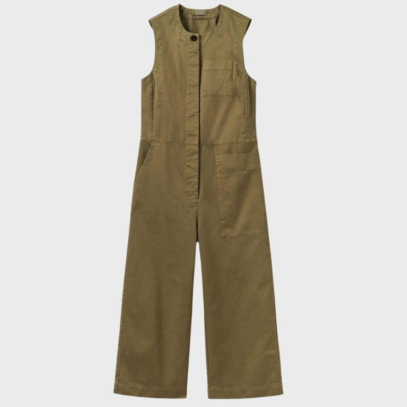 TOAST Sleeveless Cotton Twill Jumpsuit - Olive Leaf
