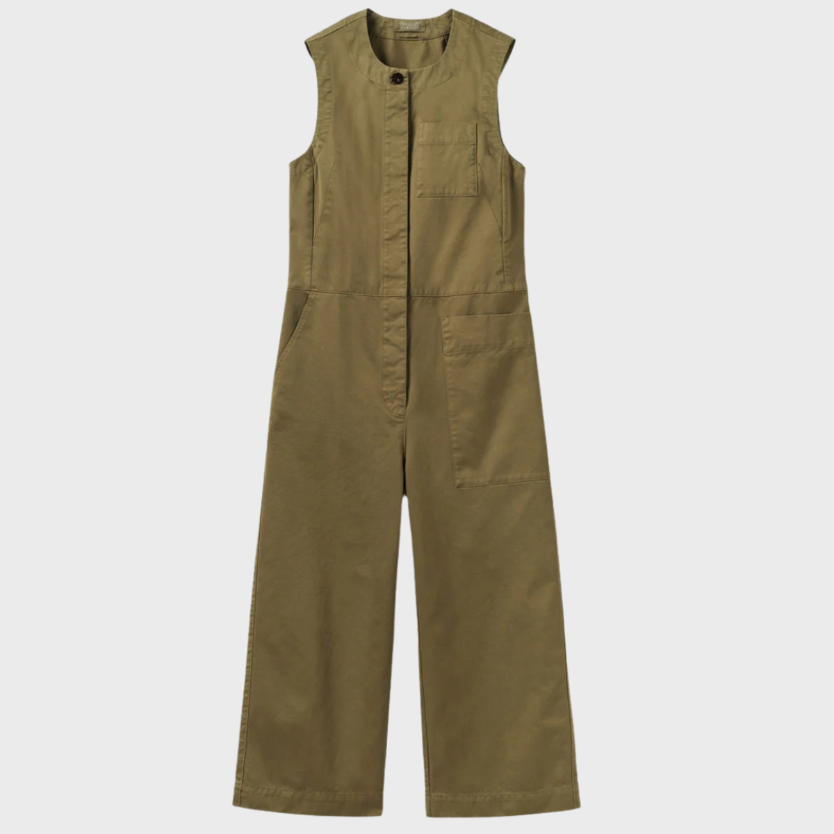 TOAST Sleeveless Cotton Twill Jumpsuit - Olive Leaf - Image 4 of 4