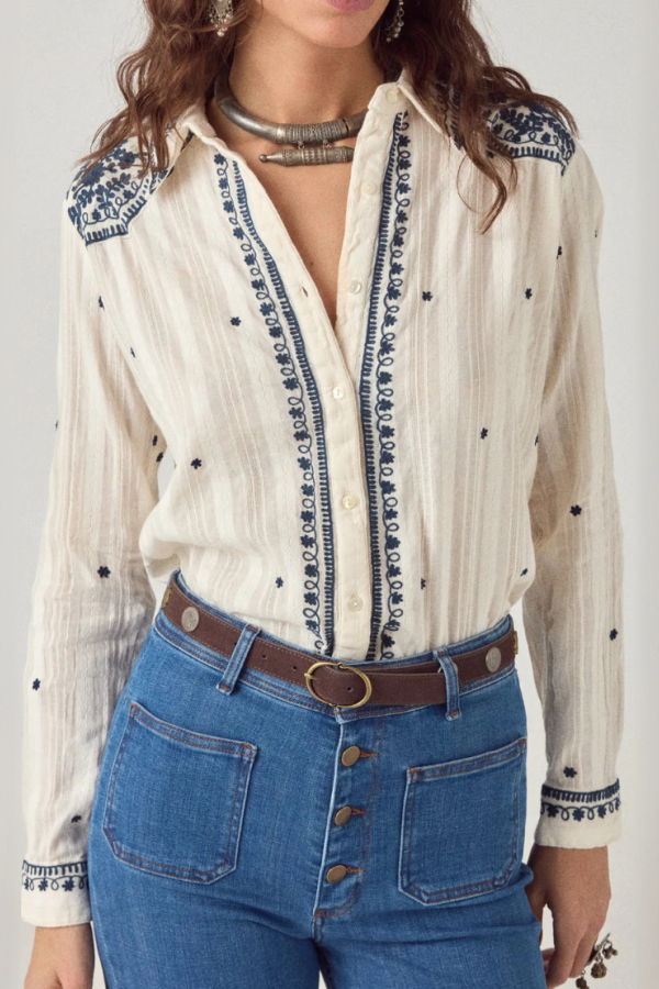 Maison Hotel Texas Sun Salinger Blouse - Blue Paprika