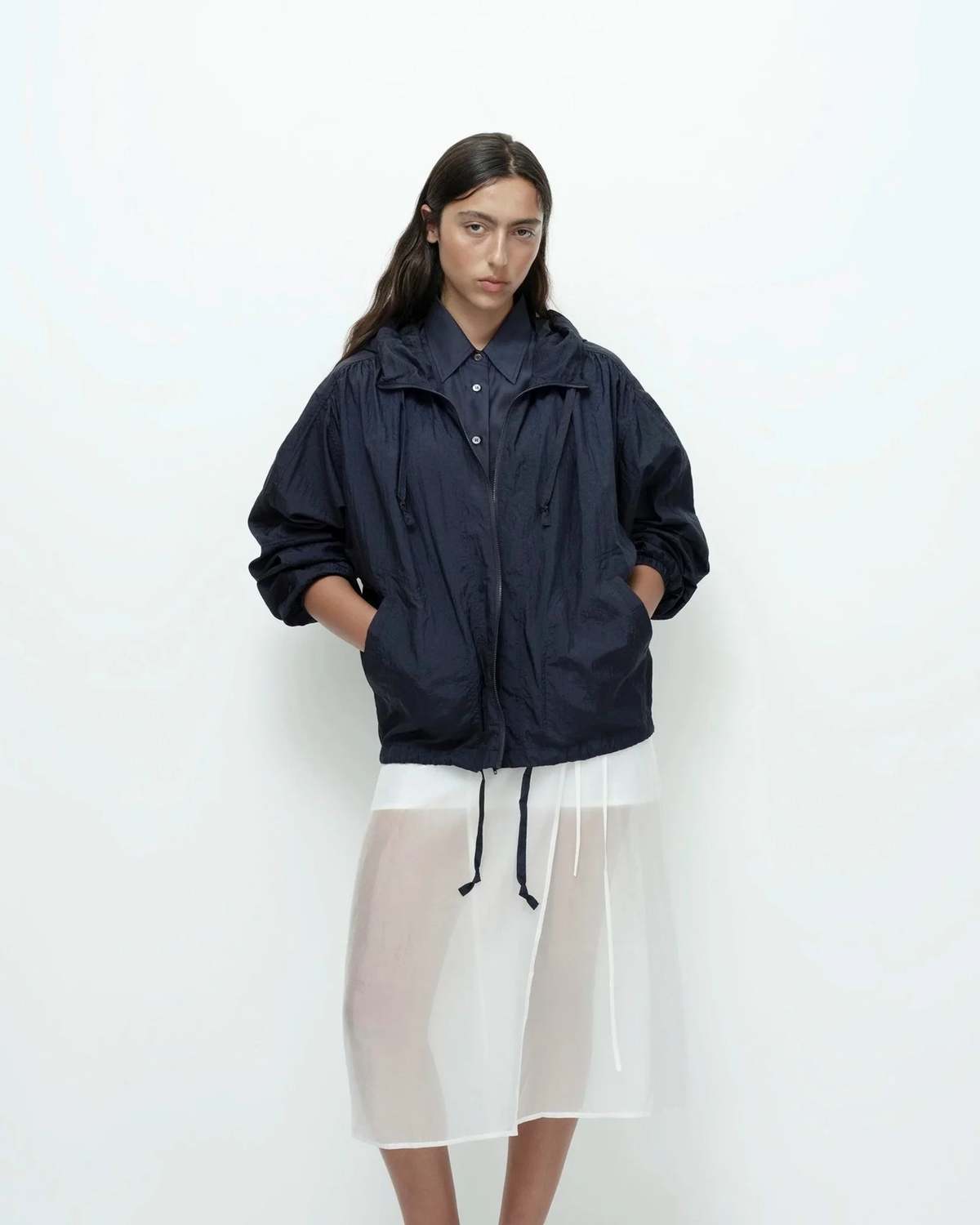 Mijeong Park Shirred Anorak - Navy - Image 1 of 8