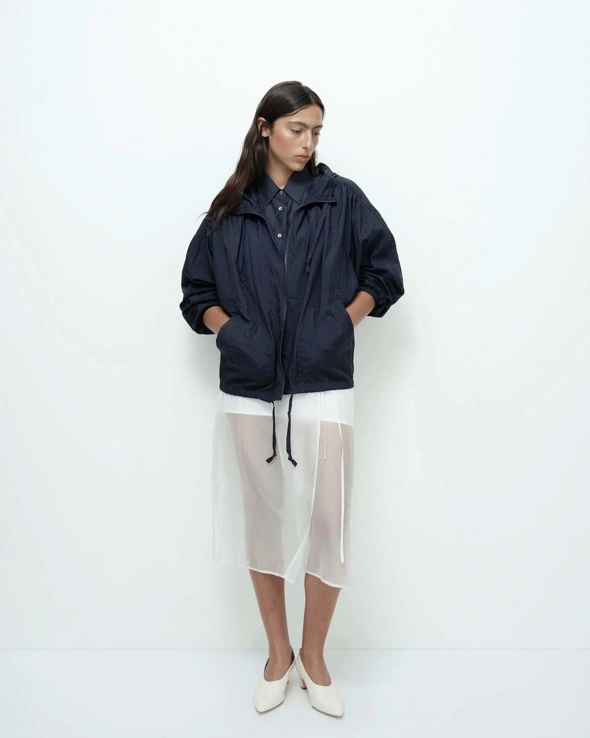 Mijeong Park Shirred Anorak - Navy - Image 3 of 8