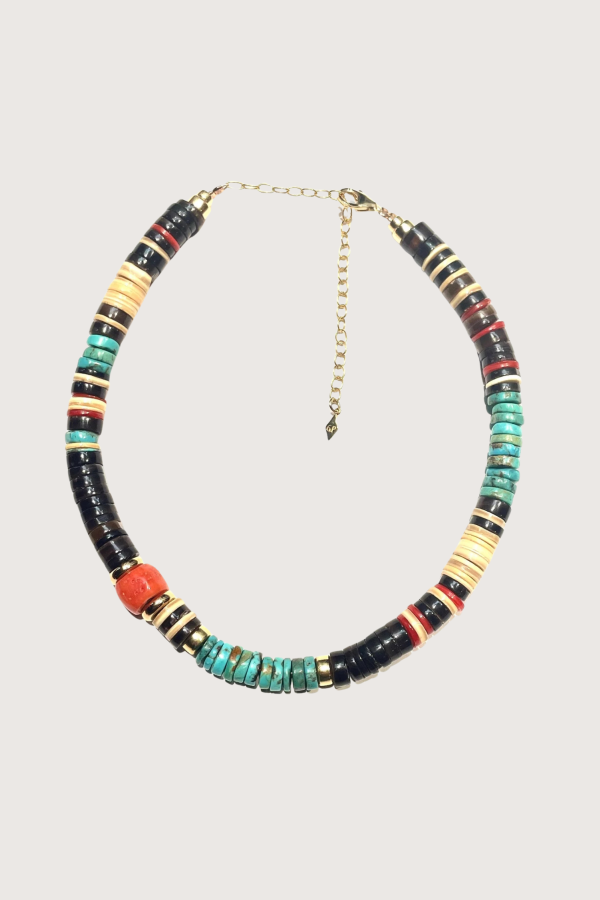 Gachon Pothier Puka Navajo XXL Necklace - Brown/Turquoise/Coral/Multi
