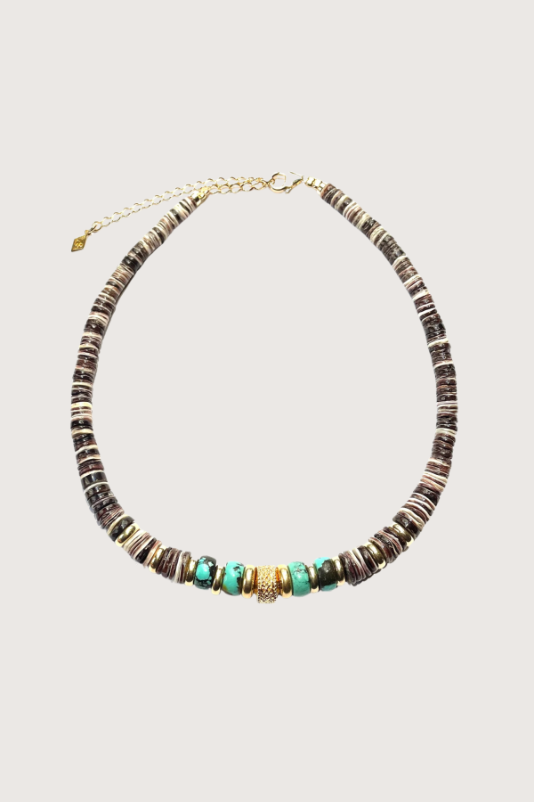 Gachon Pothier Puka Necklace 62 - Natural/Turquoise