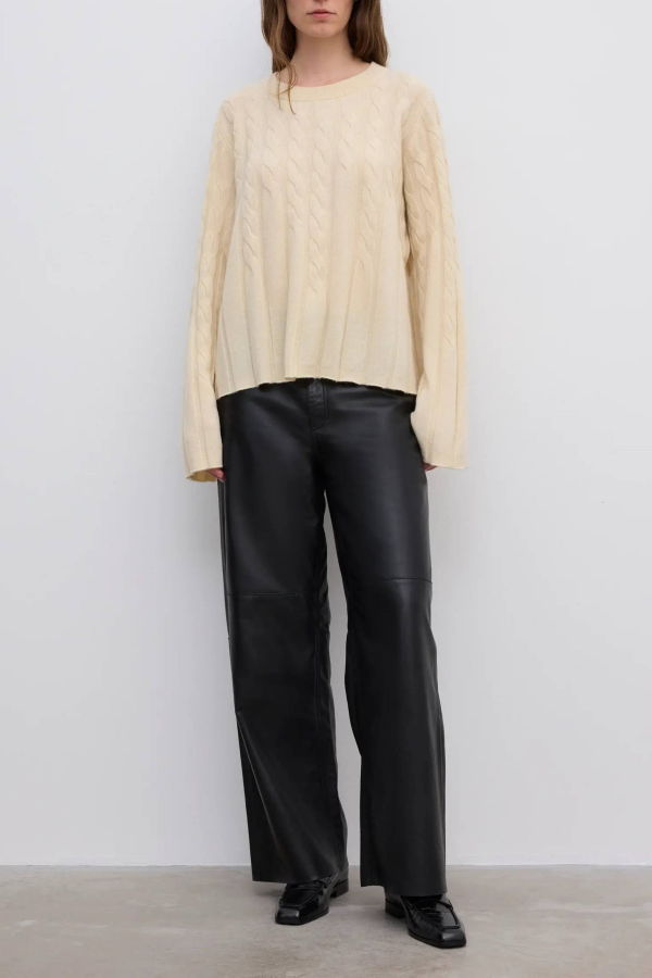 House of Dagmar Faded Cable Knit Jumper - Butter Yellow