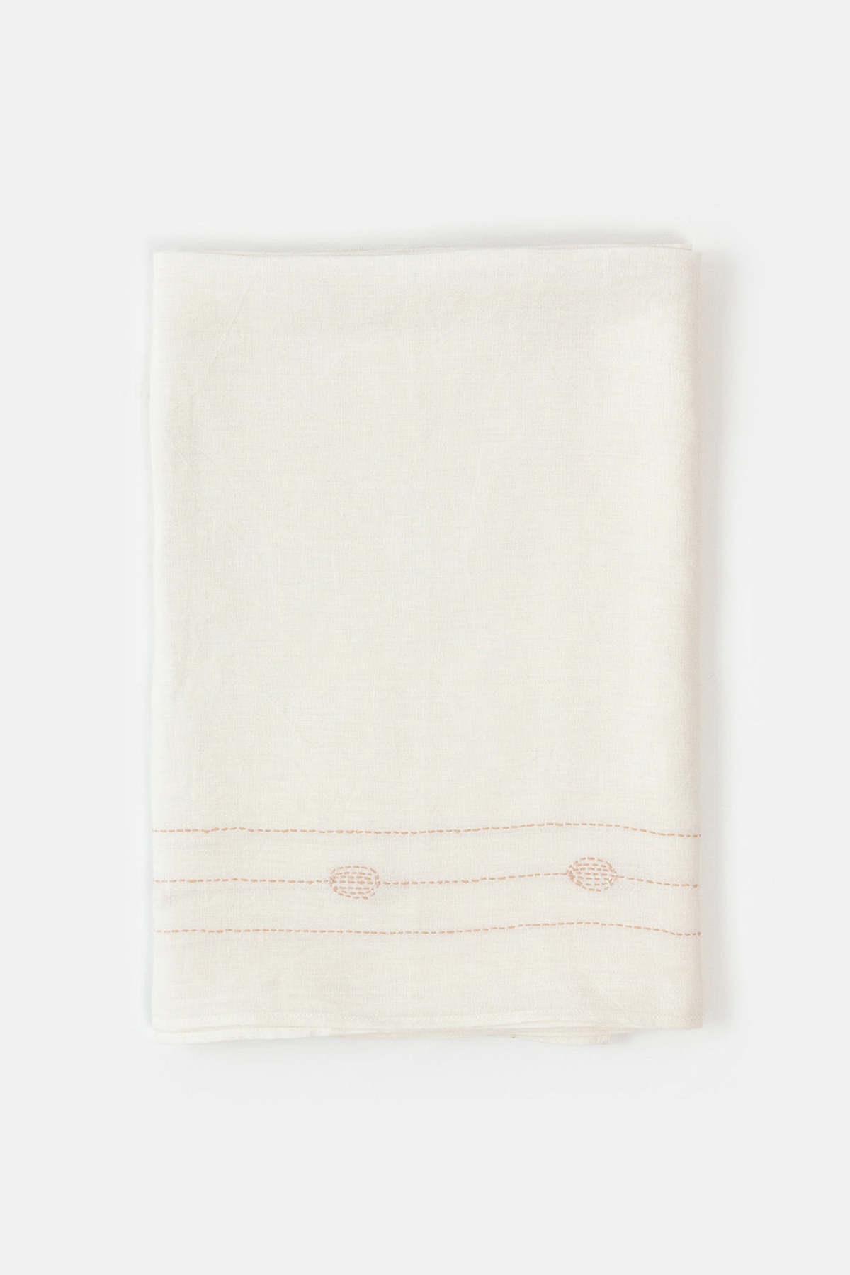 Erica Tanov Hand-embroidered Linen Square Totem Tablecloth - Soft White - Image 2 of 8