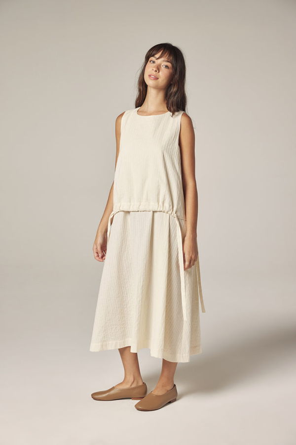 amente Waist Tie Midi Dress