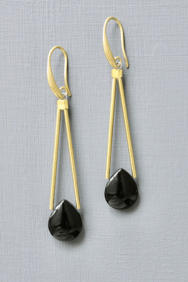 David Aubrey Black Agate Earrings