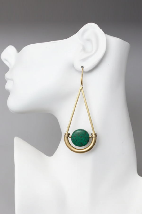 David Aubrey Geometric Jasper and Brass Earrings