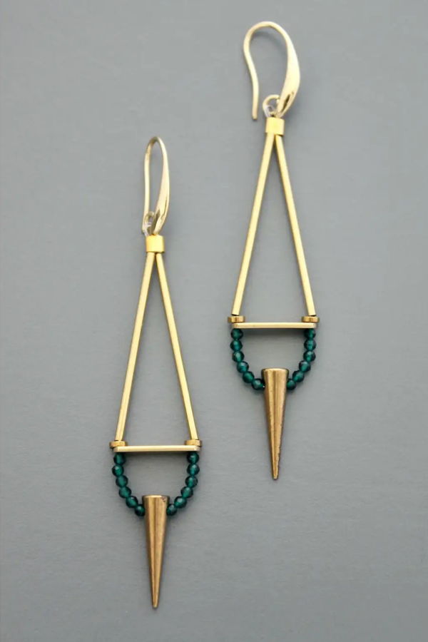 David Aubrey Green Onyx Spike Earrings
