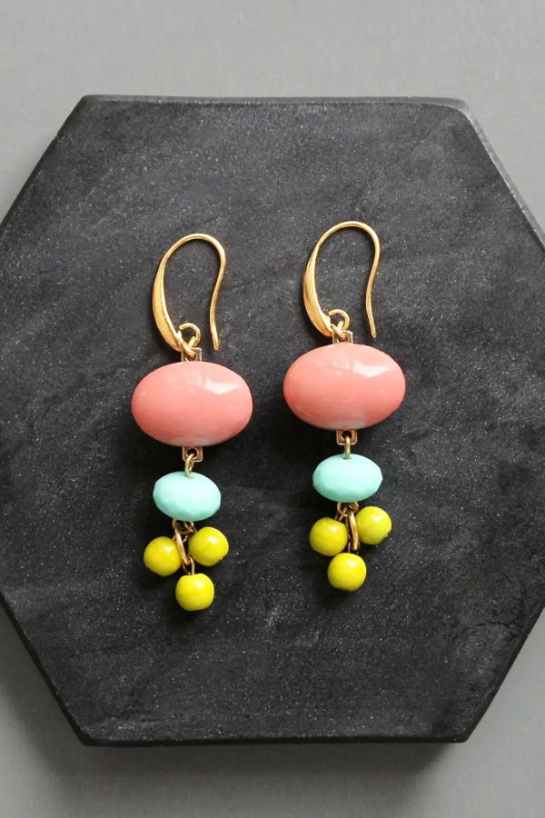David Aubrey Vintage Glass Earrings - Coral