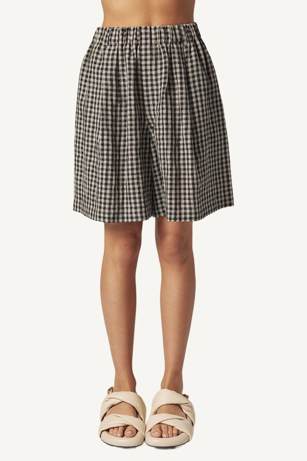 amente Gingham Linen Shorts