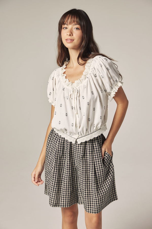 amente Gingham Linen Shorts