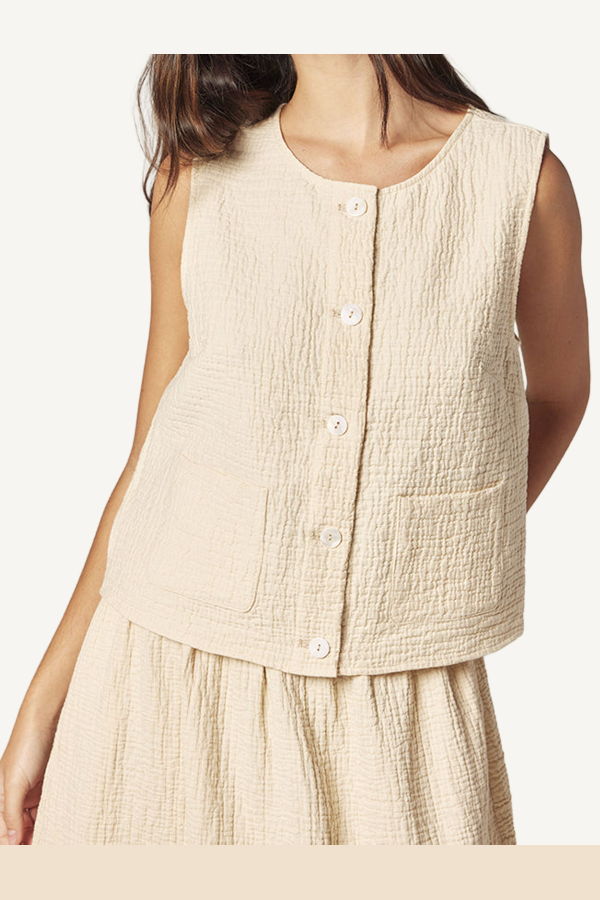 amente Jacquard Button Top