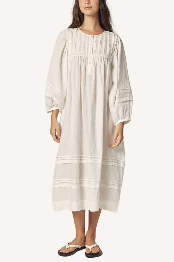 amente Laced Linen Dress
