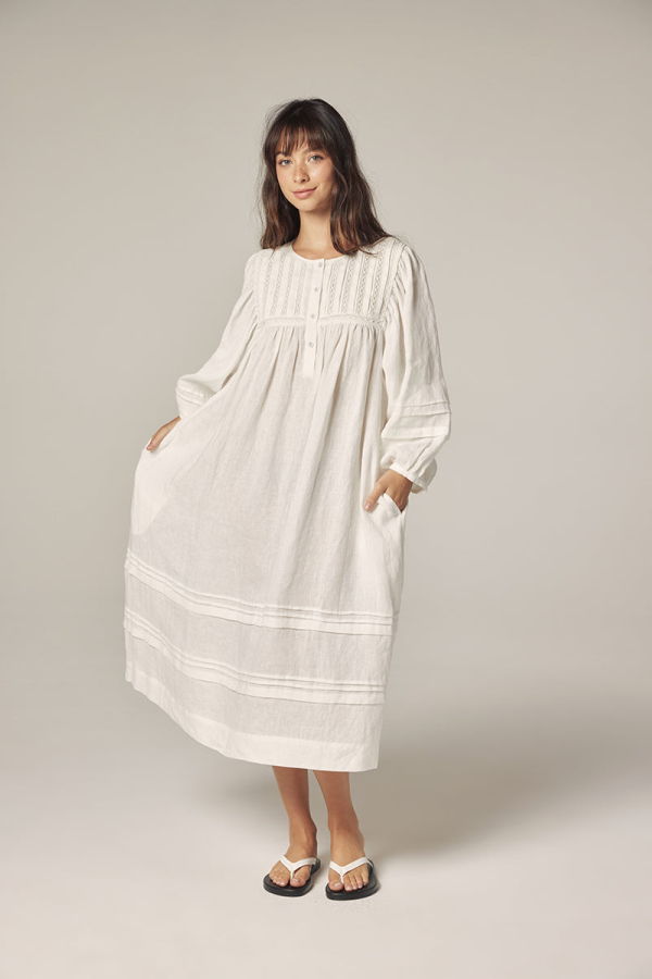 amente Laced Linen Dress