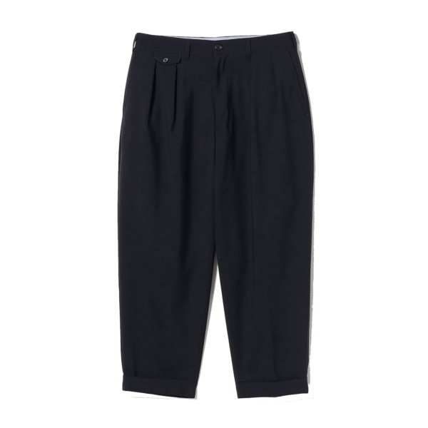 Beams Plus 2 Pleats Tapered Wool Tropical Trousers - Dark Navy Beams Plus 2 Pleats Tapered Wool Tropical Trousers - Dark Navy