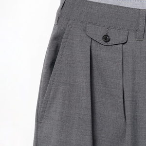 Beams Plus 2 Pleats Tapered Wool Tropical Trousers - Grey | Garmentory