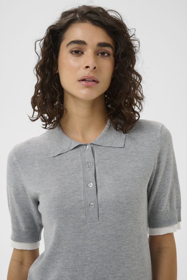 KAFFE Lizza Contrast Polo Knit Top