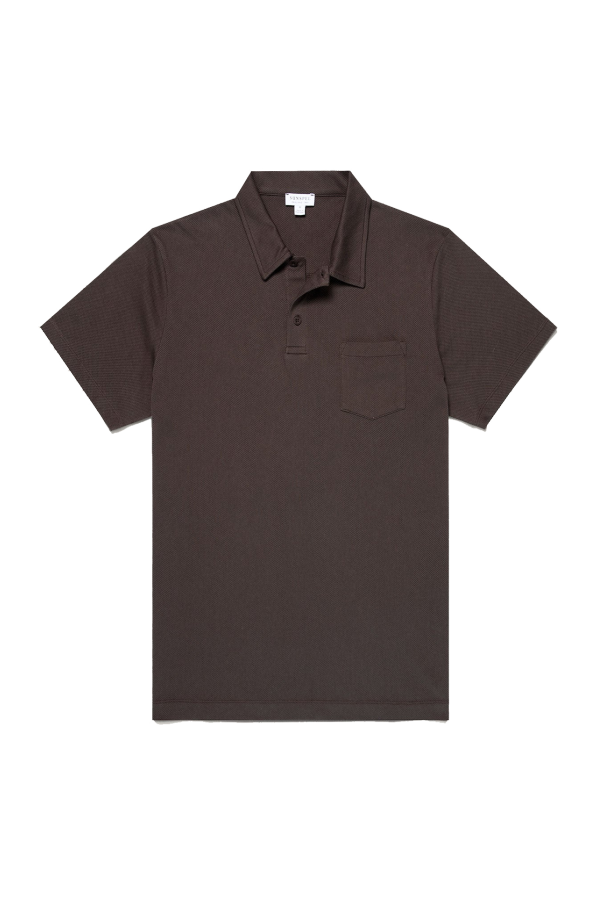 Sunspel S/S Riviera Polo Shirt - Dark Chocolate