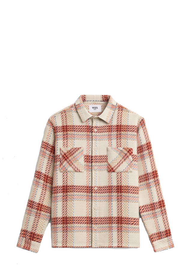 Wax London Whiting Overshirt - Ecru / Rust / Ochre / Blue Plaid