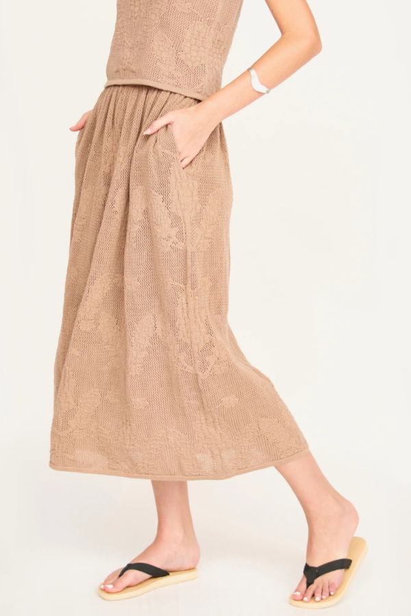 Mirth Verona Floral Knit Skirt - Biscuit