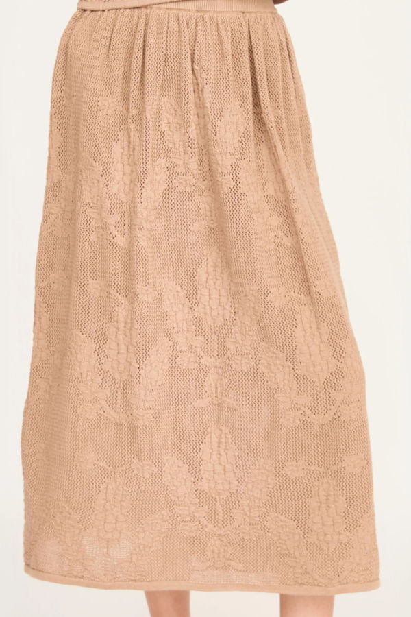 Mirth Verona Floral Knit Skirt - Biscuit