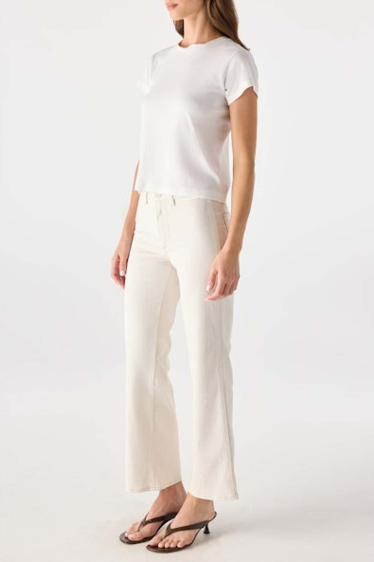 AMO Denim Robbie Kick Flare Jeans - Bone - Image 2 of 4