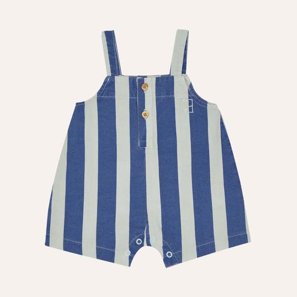 KIDS The Campamento Blue Stripes Washed Baby Playsuit