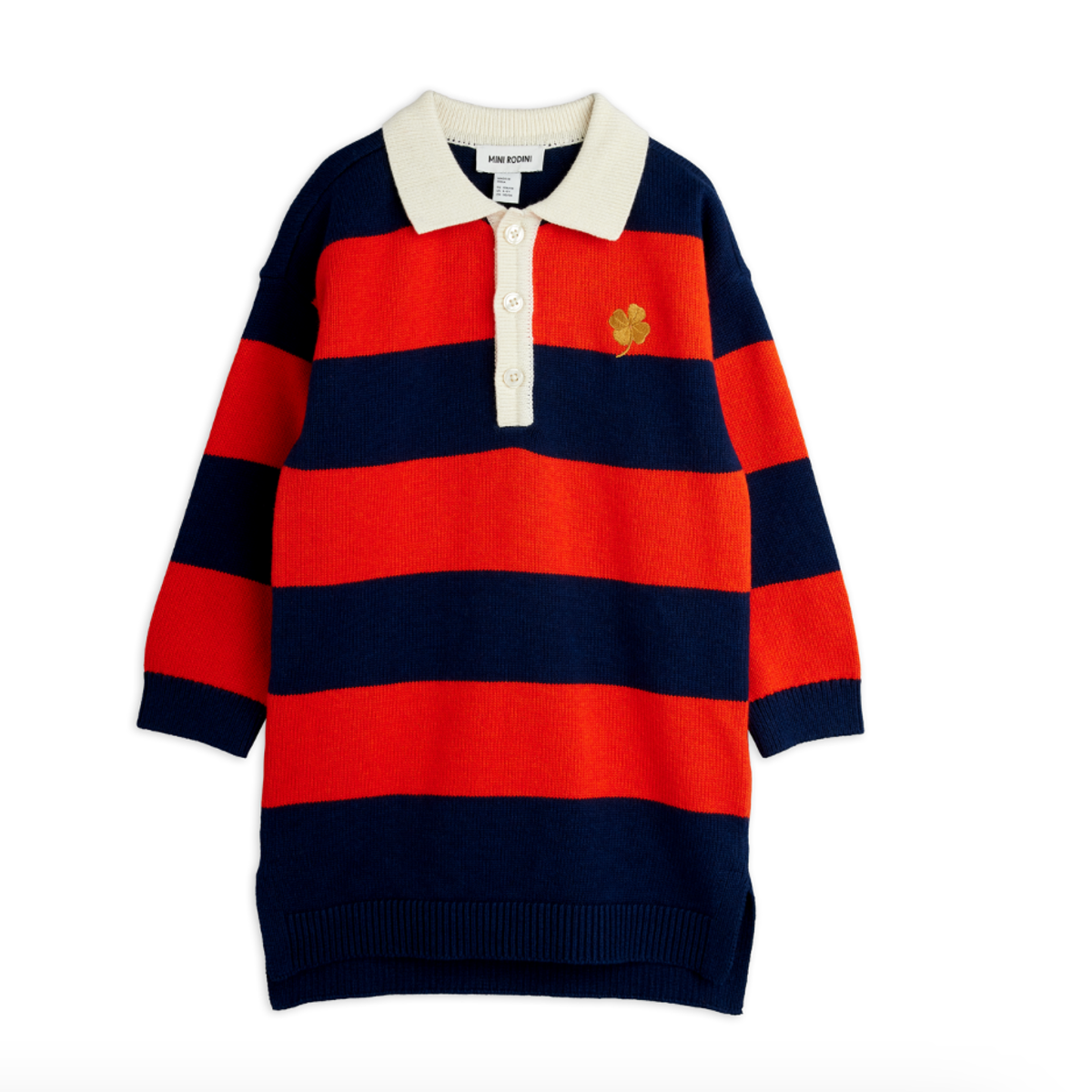 KIDS Mini Rodini Clover Knitted Rugby Dress - Image 1 of 3