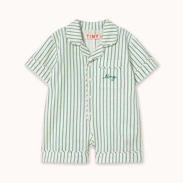 KIDS Tinycottons Emerald Stripes Playsuit