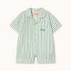 KIDS Tinycottons Emerald Stripes Playsuit - Thumbnail 1