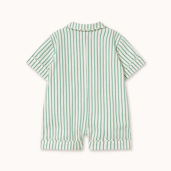 KIDS Tinycottons Emerald Stripes Playsuit