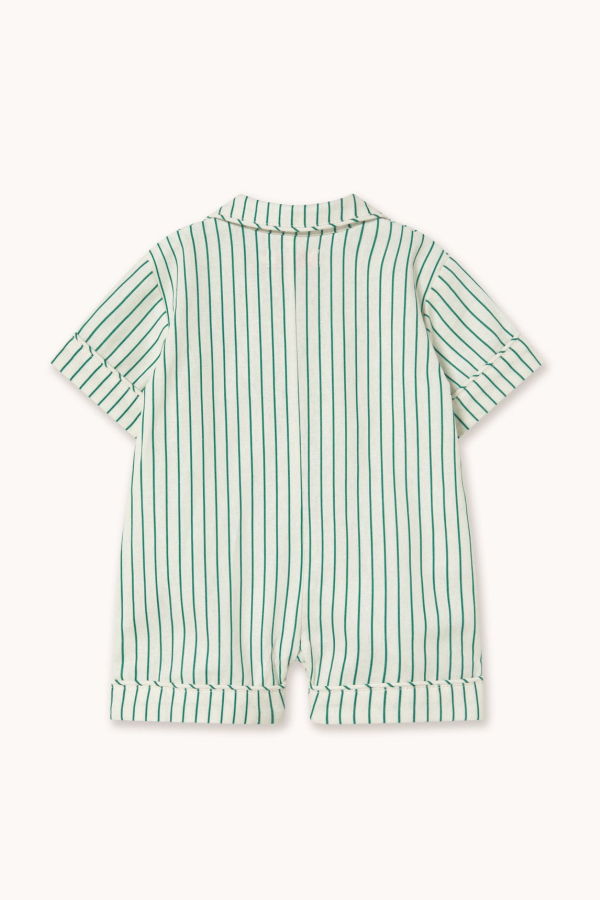 KIDS Tinycottons Emerald Stripes Playsuit