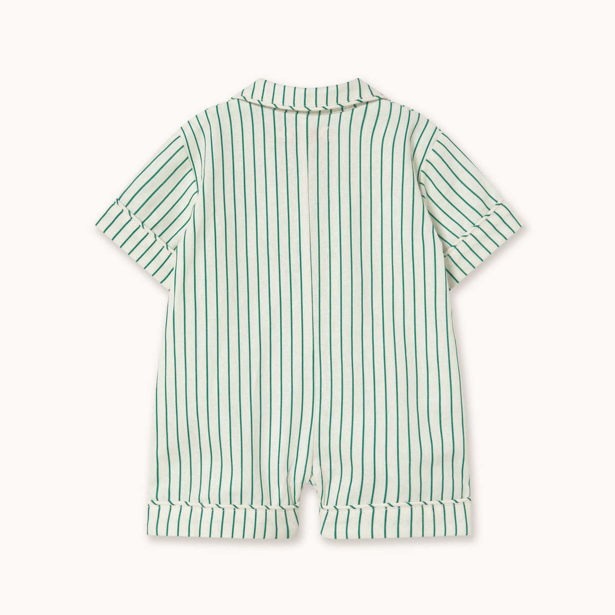 KIDS Tinycottons Emerald Stripes Playsuit - Image 2 of 3
