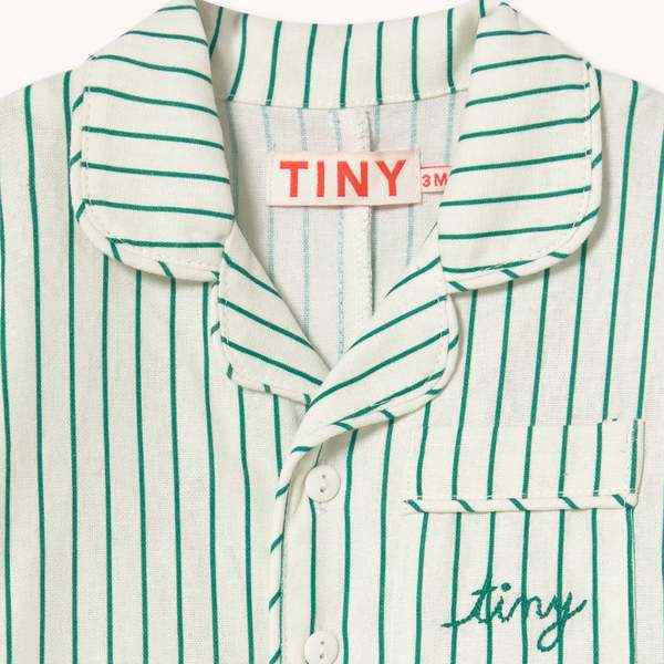 KIDS Tinycottons Emerald Stripes Playsuit