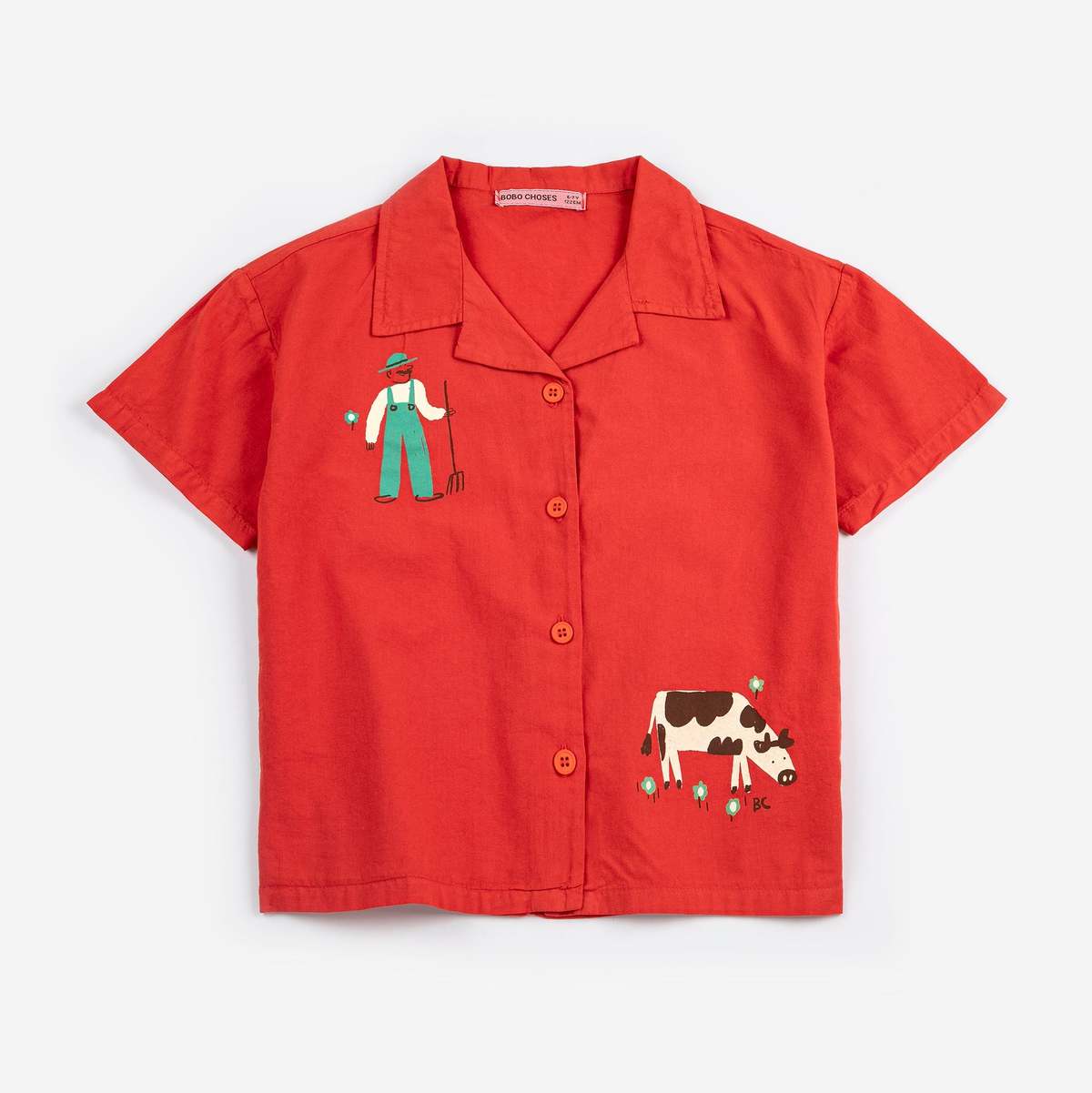 KIDS Bobo Choses Farm Adventure Woven Shirt - Red - Image 1 of 4