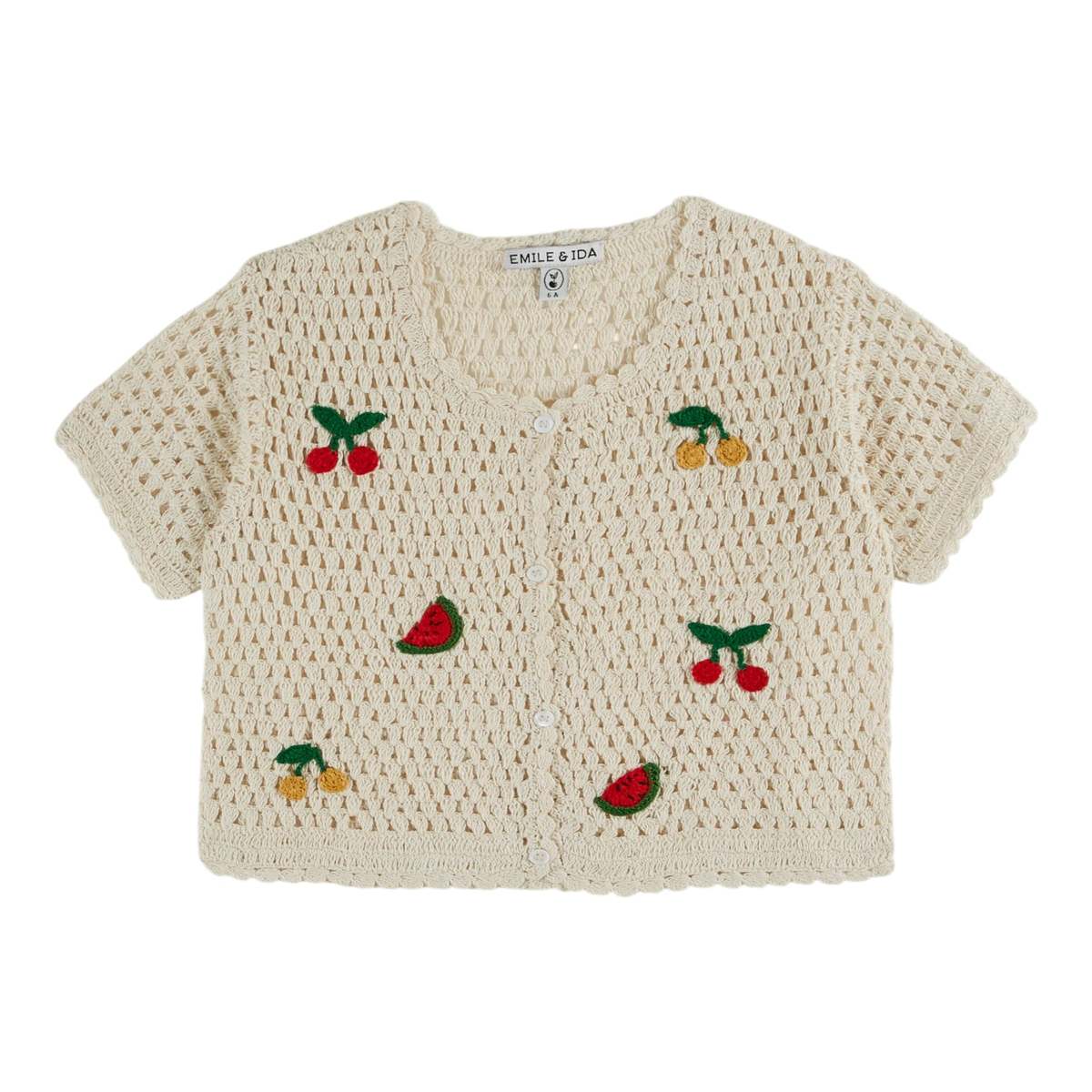 KIDS Émile et Ida Fruits Crochet Cardigan - Creme - Image 1 of 1