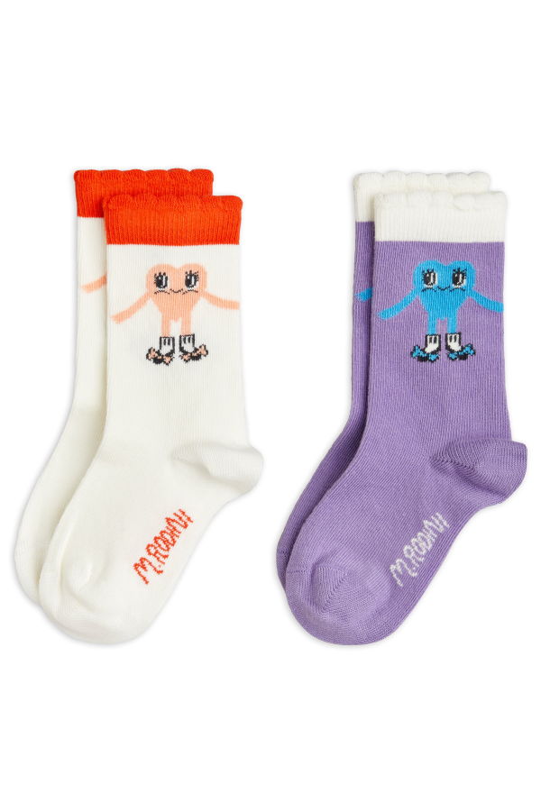 KIDS Mini Rodini Heart In Shoes Socks, 2 Pack