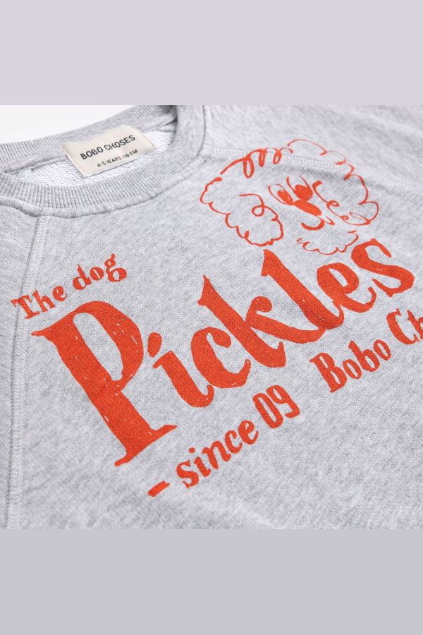 KIDS Bobo Choses Pickles the Dog Sleeveless Sweatshirt - Heather Grey