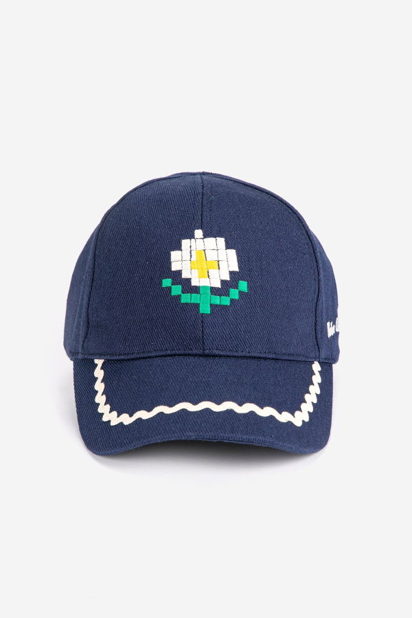 KIDS Bobo Choses Pixel Daisy Twill Cap - Navy Blue