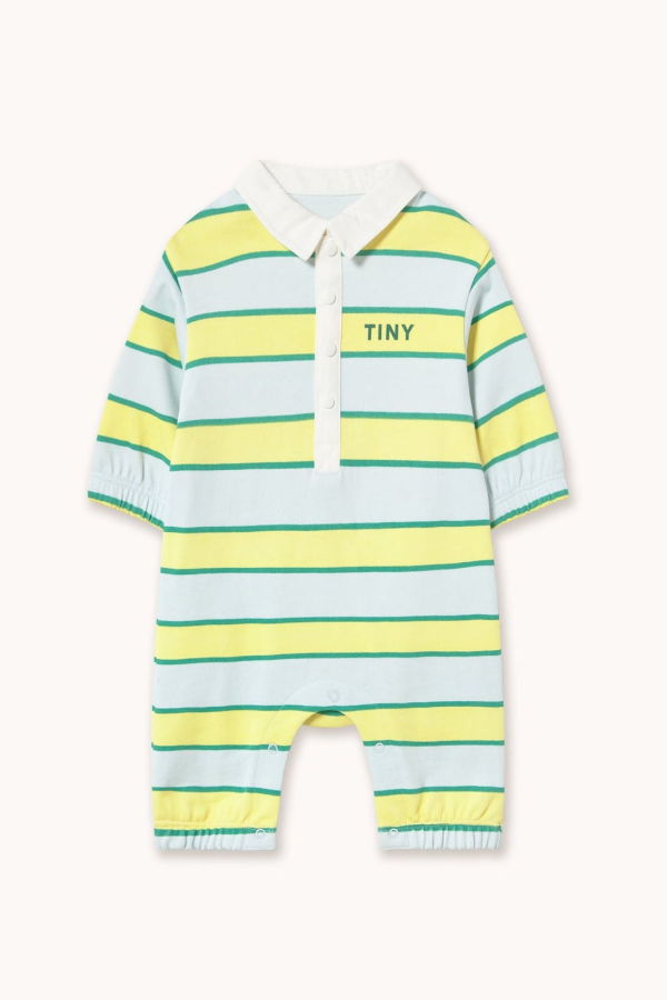 KIDS Tinycottons Retro Stripes Polo Playsuit