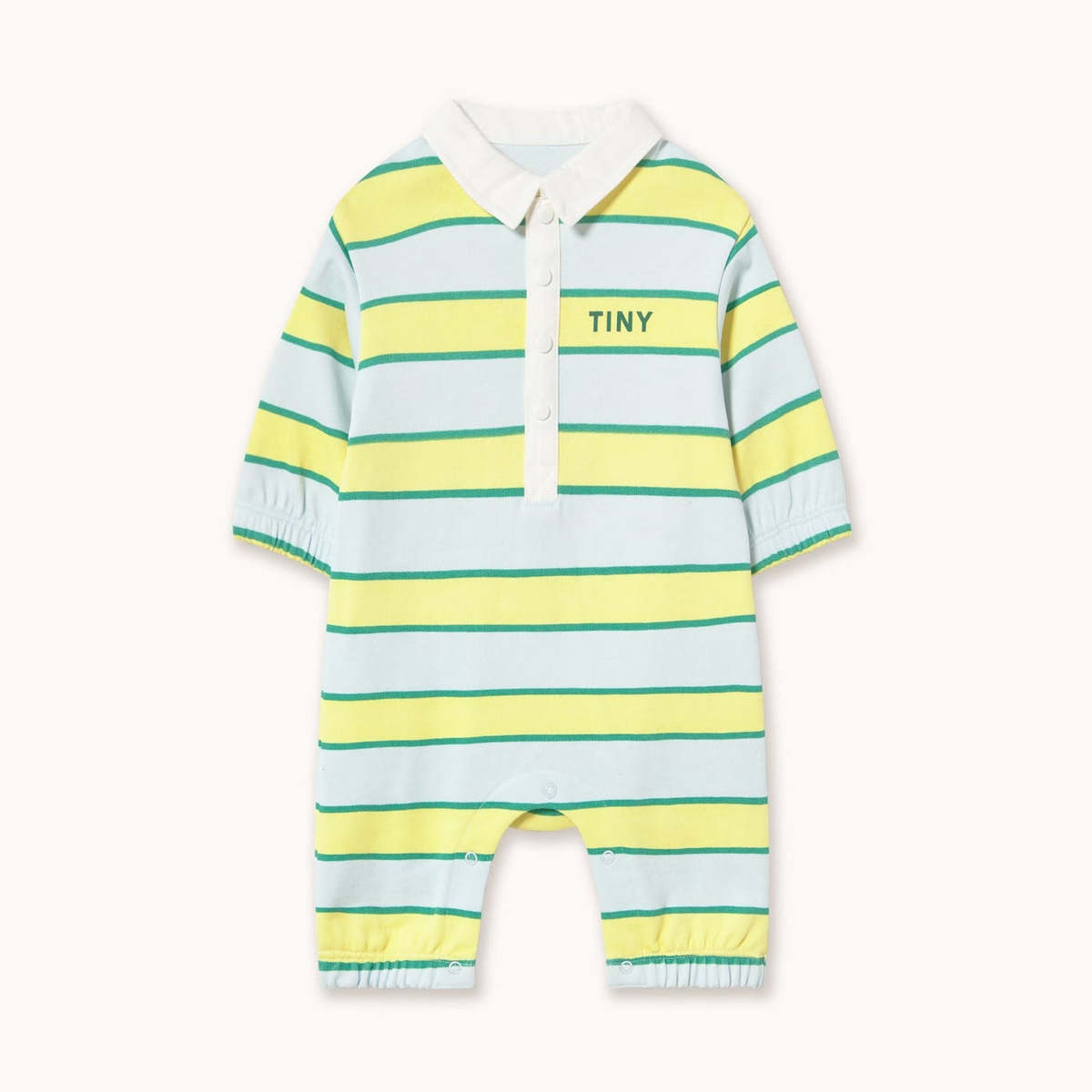 KIDS Tinycottons Retro Stripes Polo Playsuit - Image 1 of 3