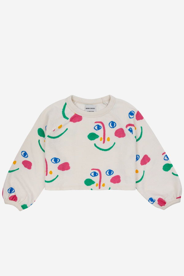 KIDS Bobo Choses Smiling Mask Cropped Sweatshirt