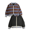 KIDS Mini Rodini Stripe Reversible Baseball Jacket - Thumbnail 1