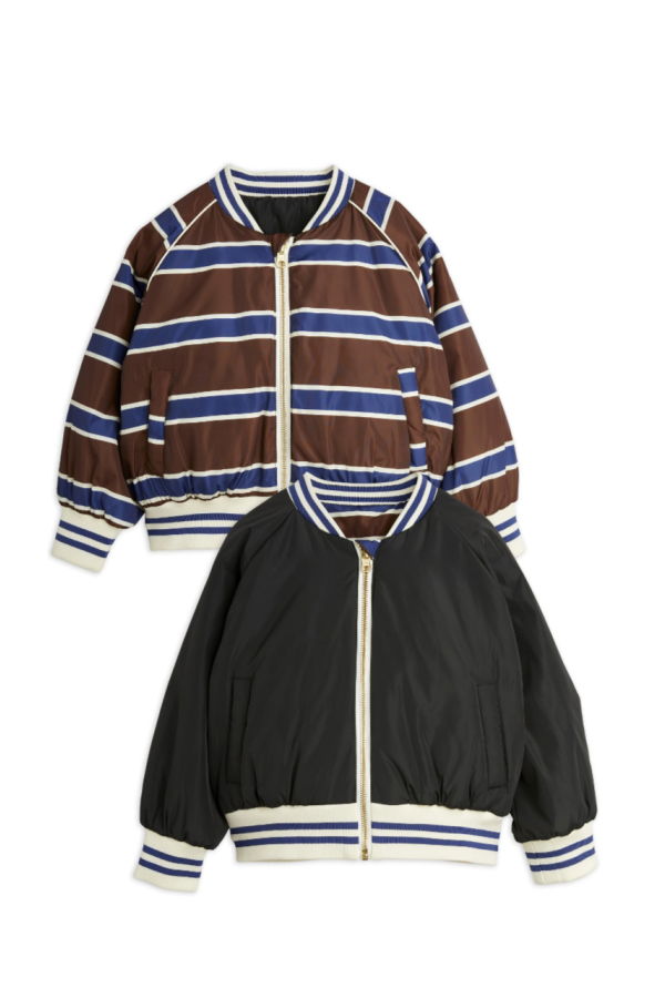 KIDS Mini Rodini Stripe Reversible Baseball Jacket