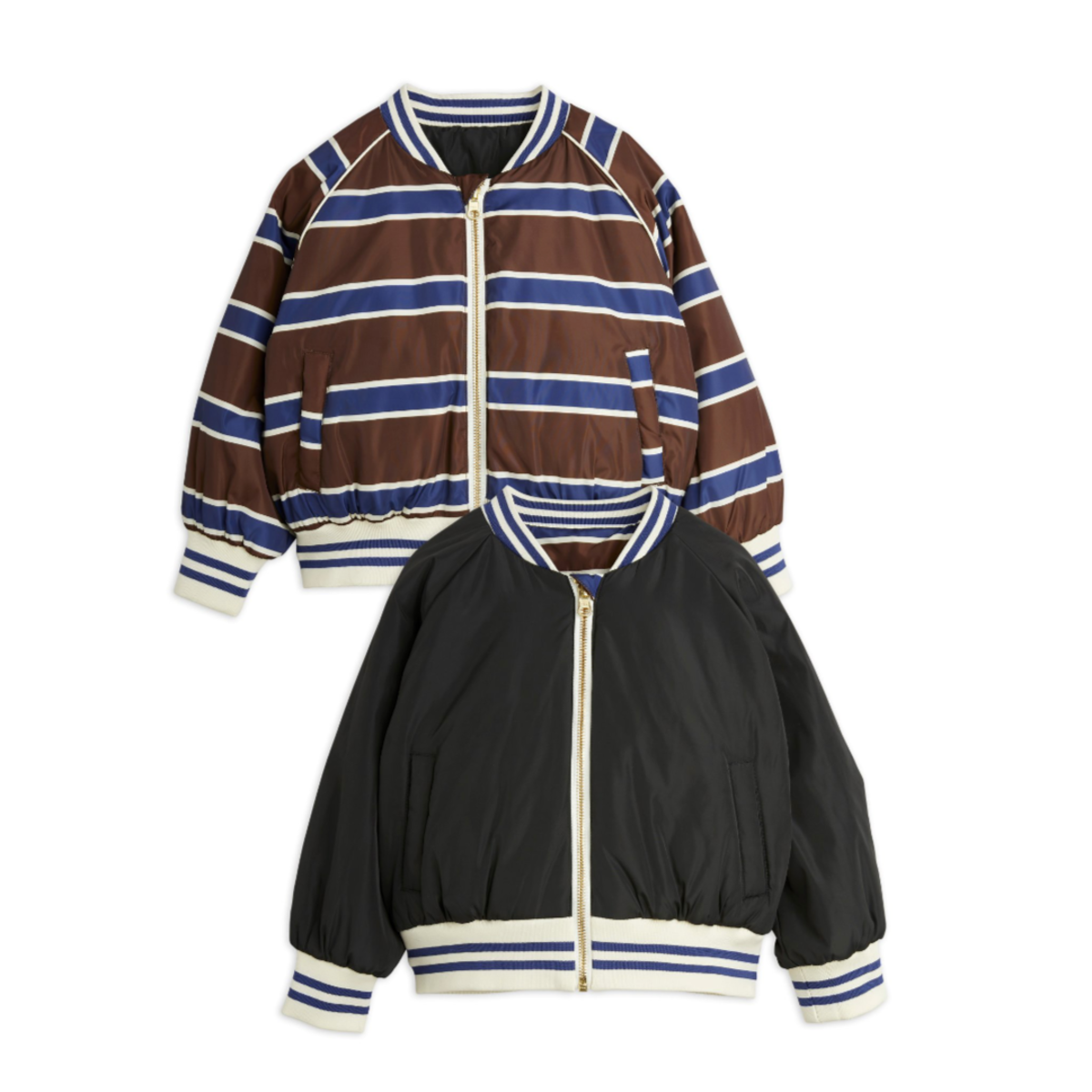KIDS Mini Rodini Stripe Reversible Baseball Jacket - Image 1 of 6