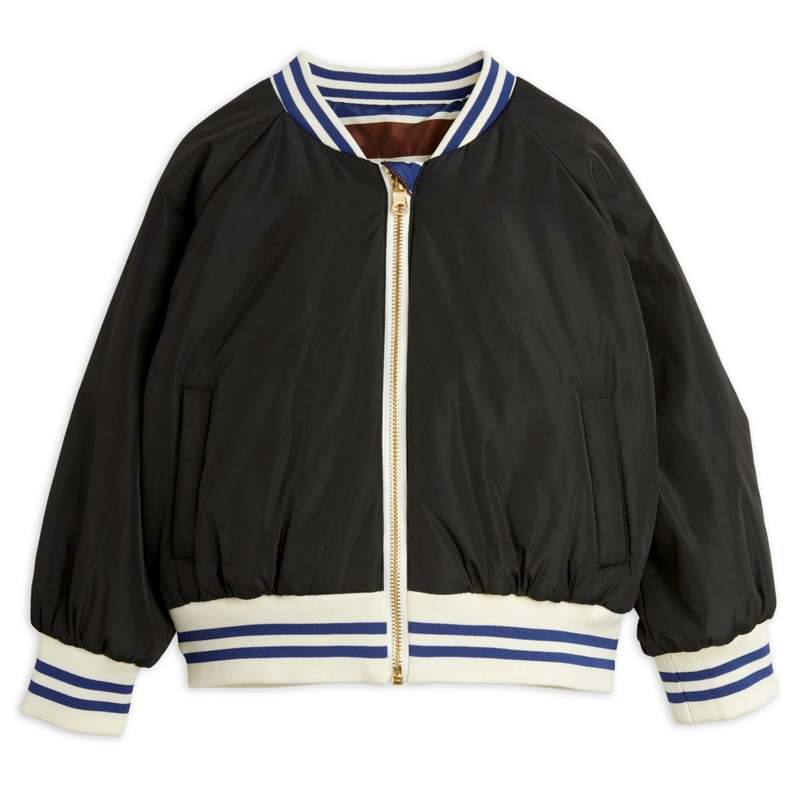 KIDS Mini Rodini Stripe Reversible Baseball Jacket
