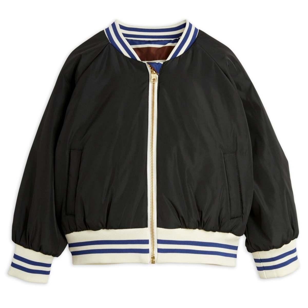KIDS Mini Rodini Stripe Reversible Baseball Jacket - Image 3 of 6